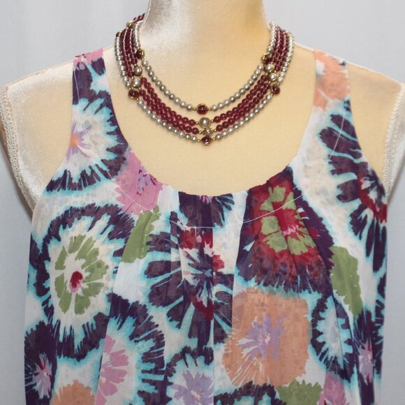 American Rag Abstract Floral Racer Back Tank Layered Top - Picture 2 of 15